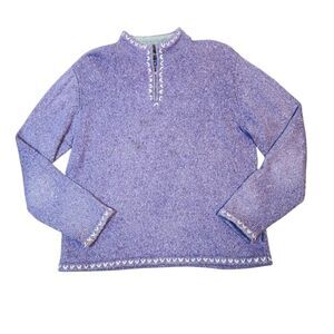 Woolrich Purple Wool 1/4 Zip Mock Neck Pullover Sweater Cottagecore Cabincore L‎